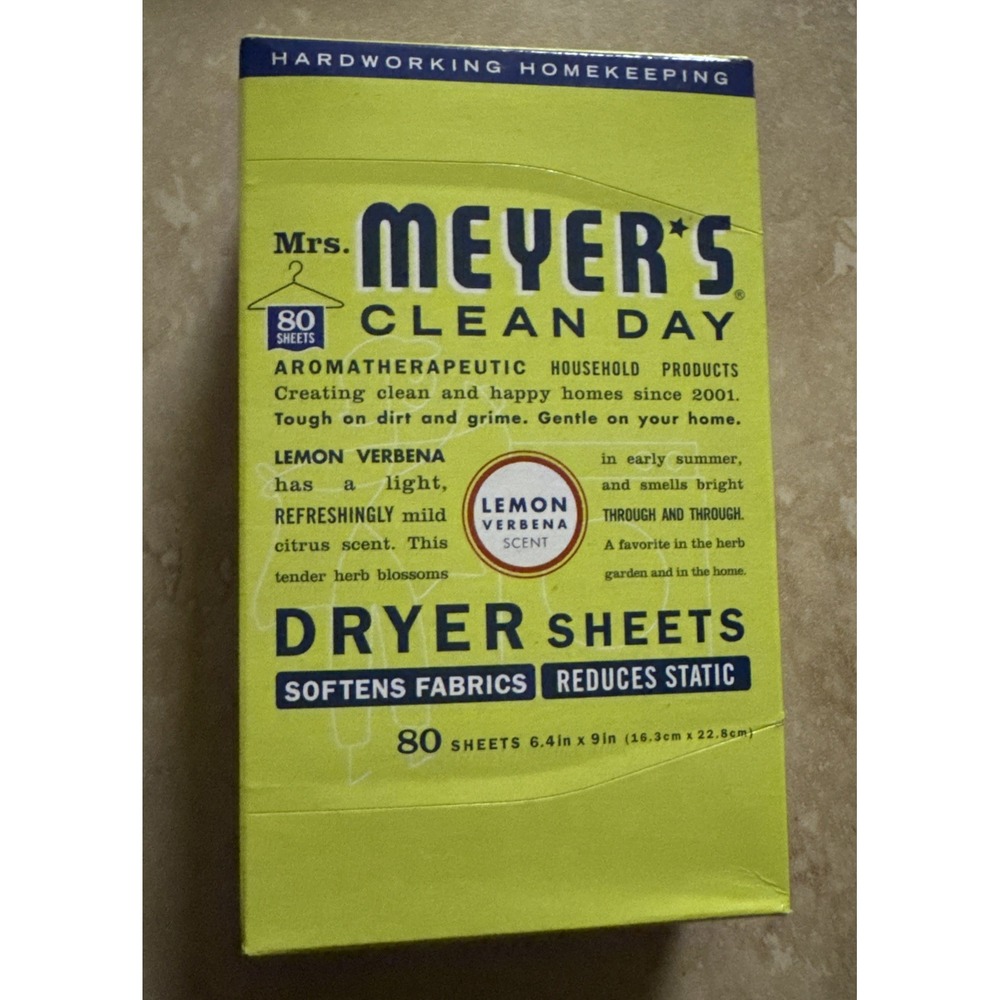 1-Mrs. Meyer's Clean Day Dryer‎ Sheets Lemon Verbena Scent 80 Sheets NEW